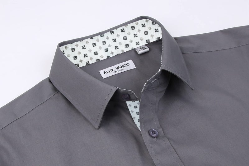 Alex Vando Mens Dress Shirts Regular Fit Long Sleeve Stretch Business Dress Shirts for Men,Charcoal,XX Large - Image 3